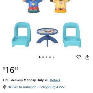 Blue Action Figures and Playset with Chairs